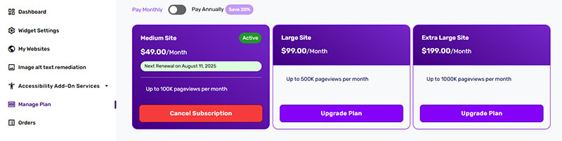 All in One Accessibility Cancel Plan