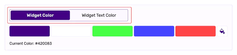 Accessibility dashboard with widget color settings.